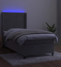 Boxspringbett mit Matratze & LED Hellgrau 80x200 cm Samt