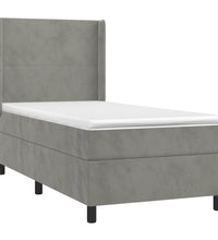 Boxspringbett mit Matratze & LED Hellgrau 80x200 cm Samt