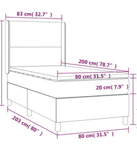 Boxspringbett mit Matratze & LED Dunkelgrau 80x200 cm Samt