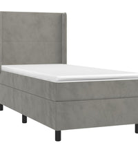 Boxspringbett mit Matratze & LED Hellgrau 90x190 cm Samt