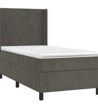 Boxspringbett mit Matratze & LED Dunkelgrau 90x190 cm Samt