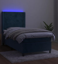 Boxspringbett mit Matratze & LED Dunkelblau 90x190 cm Samt