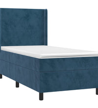 Boxspringbett mit Matratze & LED Dunkelblau 90x190 cm Samt