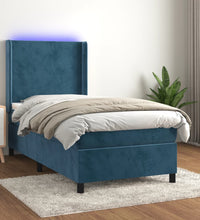 Boxspringbett mit Matratze & LED Dunkelblau 90x190 cm Samt