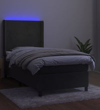 Boxspringbett mit Matratze & LED Dunkelgrau 90x200 cm Samt