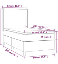 Boxspringbett mit Matratze & LED Dunkelgrau 90x200 cm Samt