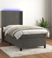 Boxspringbett mit Matratze & LED Dunkelgrau 90x200 cm Samt