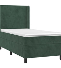 Boxspringbett mit Matratze & LED Dunkelgrün 90x200 cm Samt