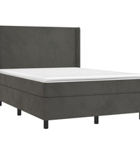 Boxspringbett mit Matratze & LED Dunkelgrau 140x190 cm Samt