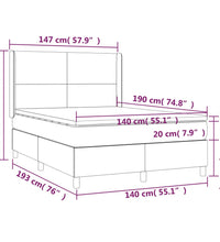 Boxspringbett mit Matratze & LED Dunkelgrau 140x190 cm Samt