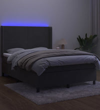 Boxspringbett mit Matratze & LED Dunkelgrau 140x200 cm Samt