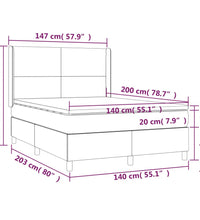 Boxspringbett mit Matratze & LED Dunkelgrau 140x200 cm Samt