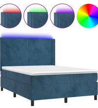 Boxspringbett mit Matratze & LED Dunkelblau 140x200 cm Samt