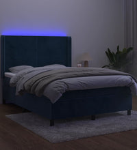 Boxspringbett mit Matratze & LED Dunkelblau 140x200 cm Samt