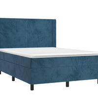 Boxspringbett mit Matratze & LED Dunkelblau 140x200 cm Samt