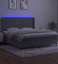 Boxspringbett mit Matratze & LED Hellgrau 160x200 cm Samt
