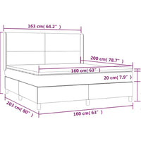 Boxspringbett mit Matratze & LED Dunkelgrau 160x200 cm Samt