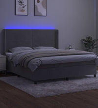 Boxspringbett mit Matratze & LED Hellgrau 180x200 cm Samt