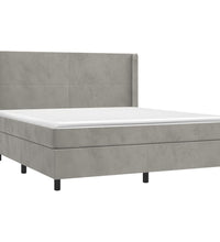 Boxspringbett mit Matratze & LED Hellgrau 180x200 cm Samt