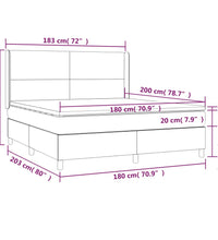 Boxspringbett mit Matratze & LED Hellgrau 180x200 cm Samt