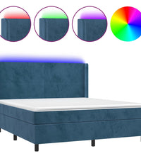 Boxspringbett mit Matratze & LED Dunkelblau 180x200 cm Samt