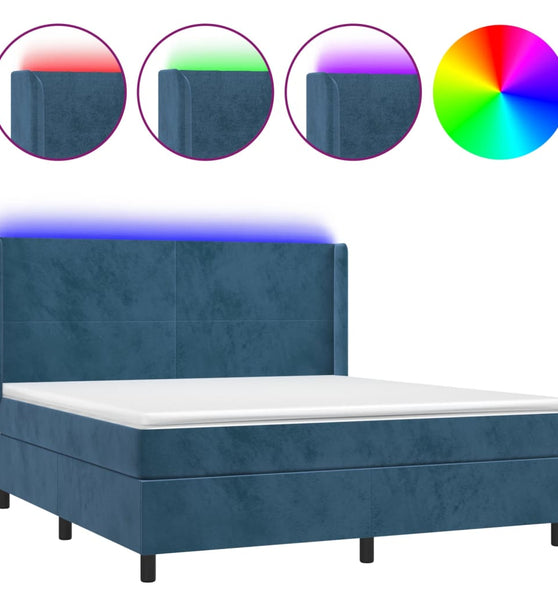 Boxspringbett mit Matratze & LED Dunkelblau 180x200 cm Samt