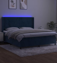 Boxspringbett mit Matratze & LED Dunkelblau 180x200 cm Samt