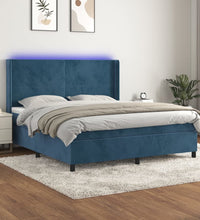Boxspringbett mit Matratze & LED Dunkelblau 180x200 cm Samt