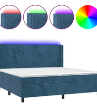 Boxspringbett mit Matratze & LED Dunkelblau 200x200 cm Samt