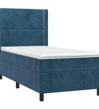 Boxspringbett mit Matratze & LED Dunkelblau 90x190 cm Samt