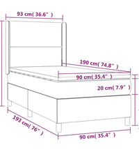Boxspringbett mit Matratze & LED Dunkelblau 90x190 cm Samt