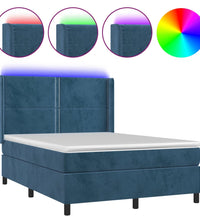 Boxspringbett mit Matratze & LED Dunkelblau 140x190 cm Samt