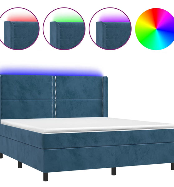 Boxspringbett mit Matratze & LED Dunkelblau 160x200 cm Samt