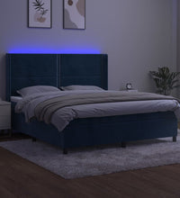 Boxspringbett mit Matratze & LED Dunkelblau 160x200 cm Samt