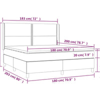 Boxspringbett mit Matratze & LED Dunkelgrau 180x200 cm Samt