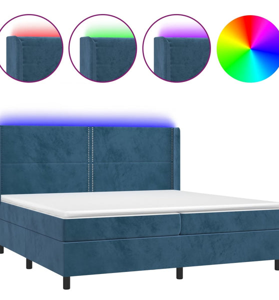 Boxspringbett mit Matratze & LED Dunkelblau 200x200 cm Samt