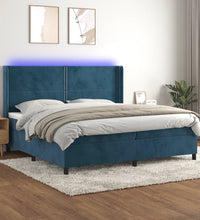 Boxspringbett mit Matratze & LED Dunkelblau 200x200 cm Samt