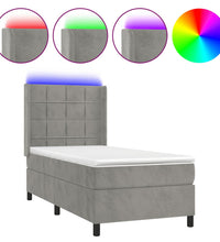 Boxspringbett mit Matratze & LED Hellgrau 80x200 cm Samt