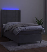 Boxspringbett mit Matratze & LED Hellgrau 80x200 cm Samt