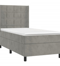 Boxspringbett mit Matratze & LED Hellgrau 80x200 cm Samt