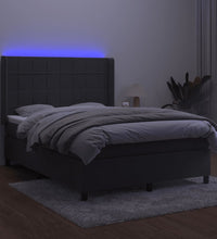 Boxspringbett mit Matratze & LED Dunkelgrau 140x190 cm Samt