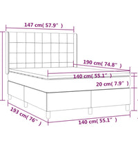 Boxspringbett mit Matratze & LED Dunkelgrau 140x190 cm Samt