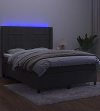 Boxspringbett mit Matratze & LED Dunkelgrau 140x200 cm Samt