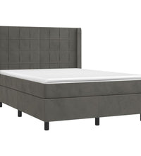 Boxspringbett mit Matratze & LED Dunkelgrau 140x200 cm Samt