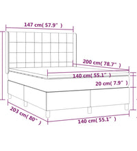 Boxspringbett mit Matratze & LED Dunkelgrau 140x200 cm Samt