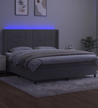 Boxspringbett mit Matratze & LED Hellgrau 160x200 cm Samt