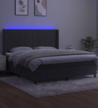 Boxspringbett mit Matratze & LED Dunkelgrau 180x200 cm Samt