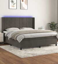 Boxspringbett mit Matratze & LED Dunkelgrau 180x200 cm Samt