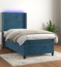 Boxspringbett mit Matratze & LED Dunkelblau 80x200 cm Samt