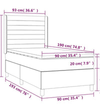 Boxspringbett mit Matratze & LED Dunkelblau 90x190 cm Samt